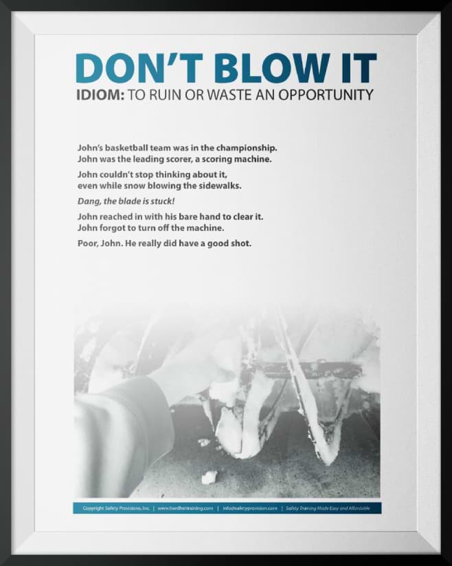 snow blower safety training poster