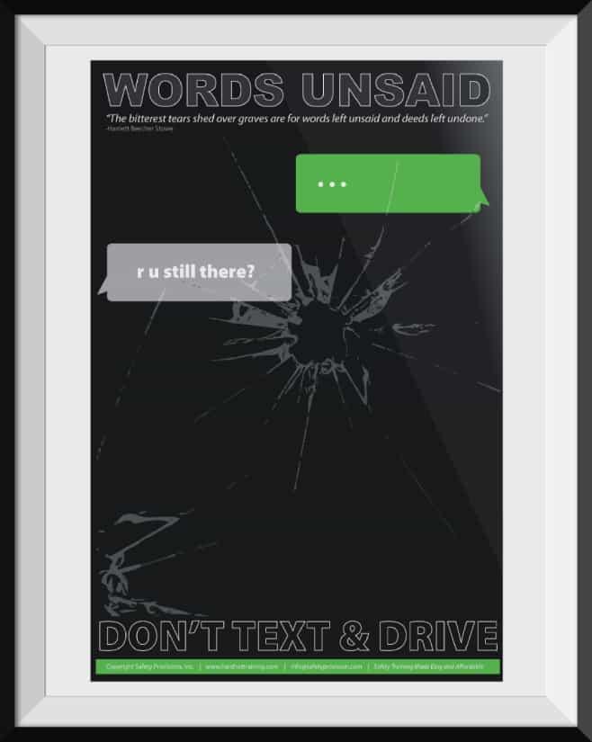 don't text and drive safety training poster