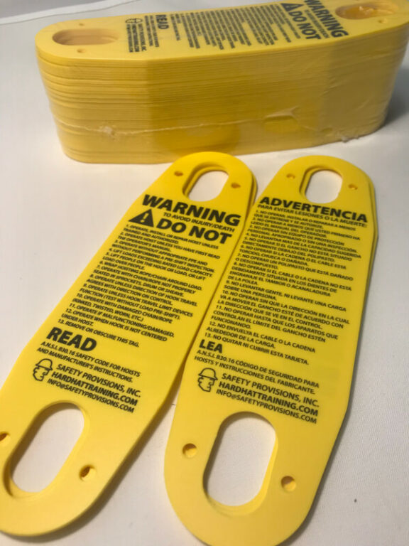 Crane Pendant Warning Tag For Overhead Hoists (9x2.75'')