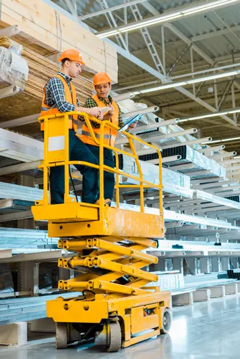 man on scissor lift