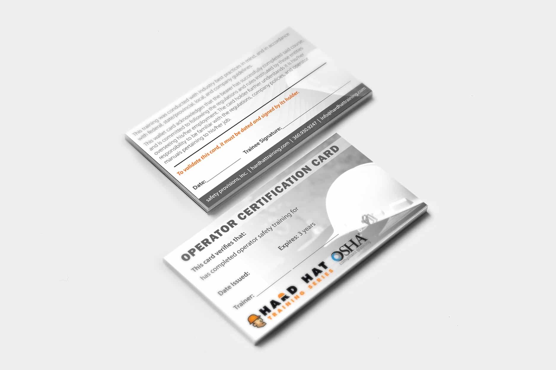 OSHA-Compliant Wallet Cards - Hard Hat Training Regarding Osha 10 Card Template