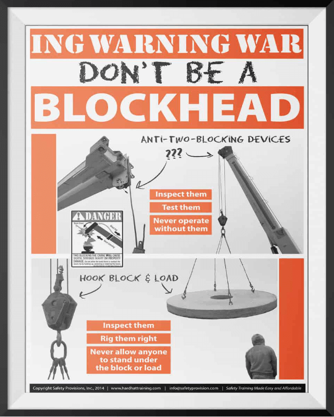 AntiTwo Blocking Poster Don't Be a Blockhead Hard Hat Training