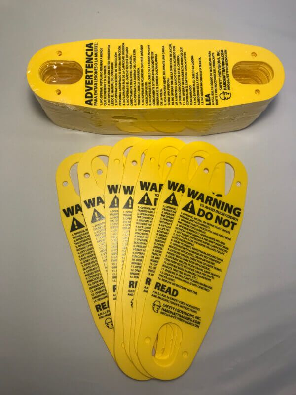 Pendant Warning Tags Overhead Crane Hoists 3 75 5 00 Hard Hat Training Pendant Warning Tag